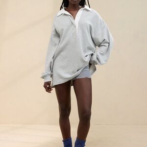 Aerie Prep Rally Rugby Sweatshirt size L grey